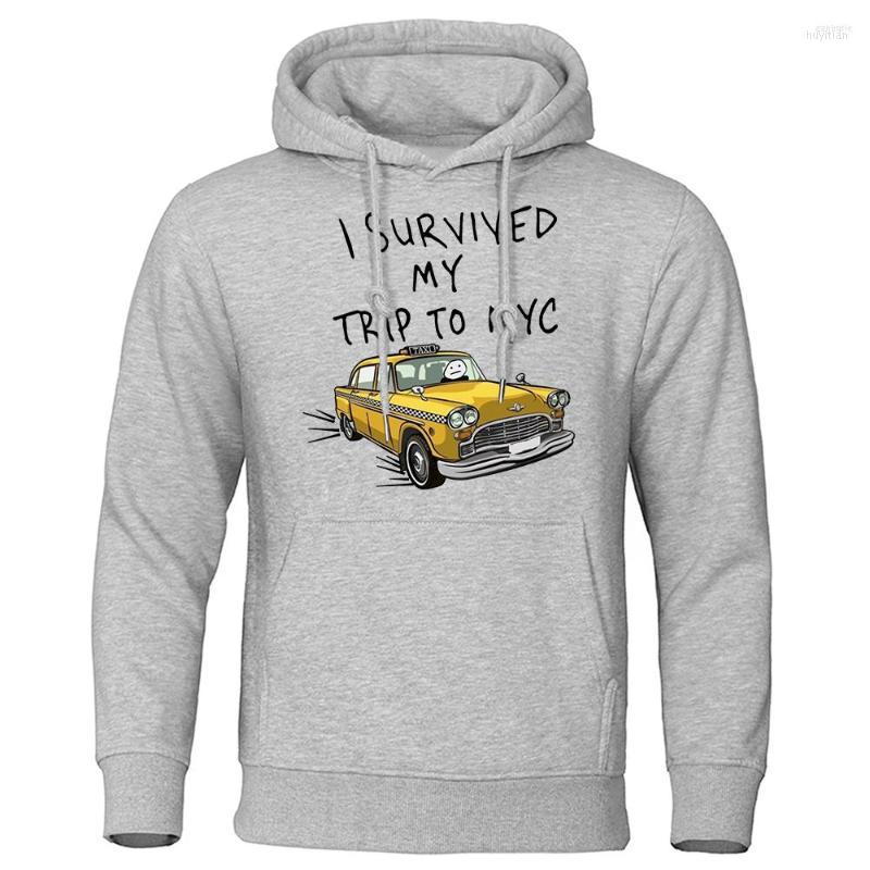 

Men' Hoodies Men' I Survived My Trip To Nyc Printing Men Harajuku Loose Hoody Oversized Casual Clothing Autumn Fleece Warm Hoodie, Black