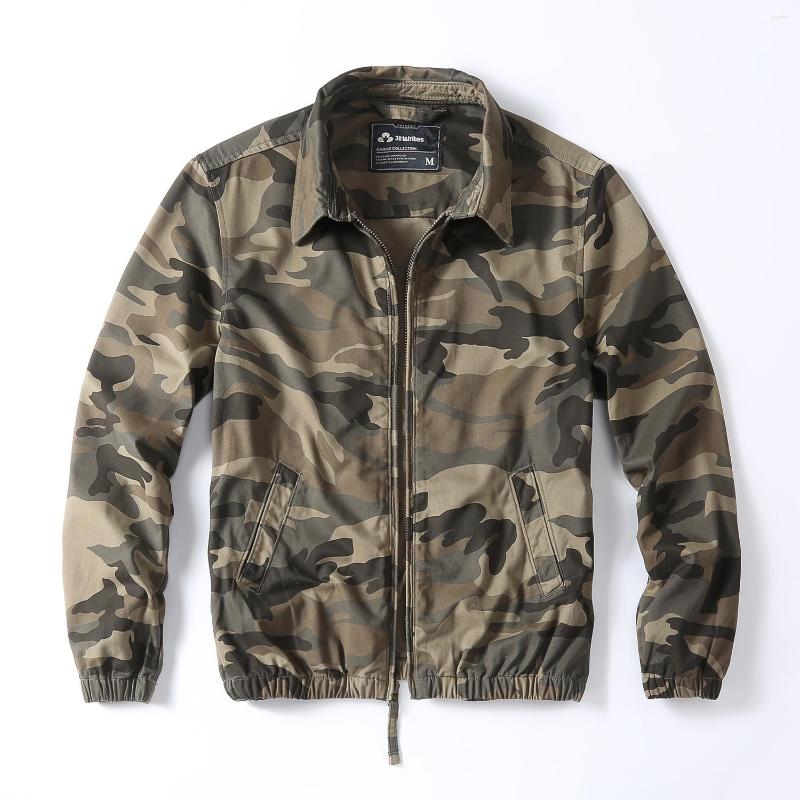 

Men' Jackets 279 Military Style Camouflage Cargo Coat For Men Zipper Long Sleeve Outdoor Multi-Pocket Vintage Jacket Loose Casual Top, 279 deep khaki