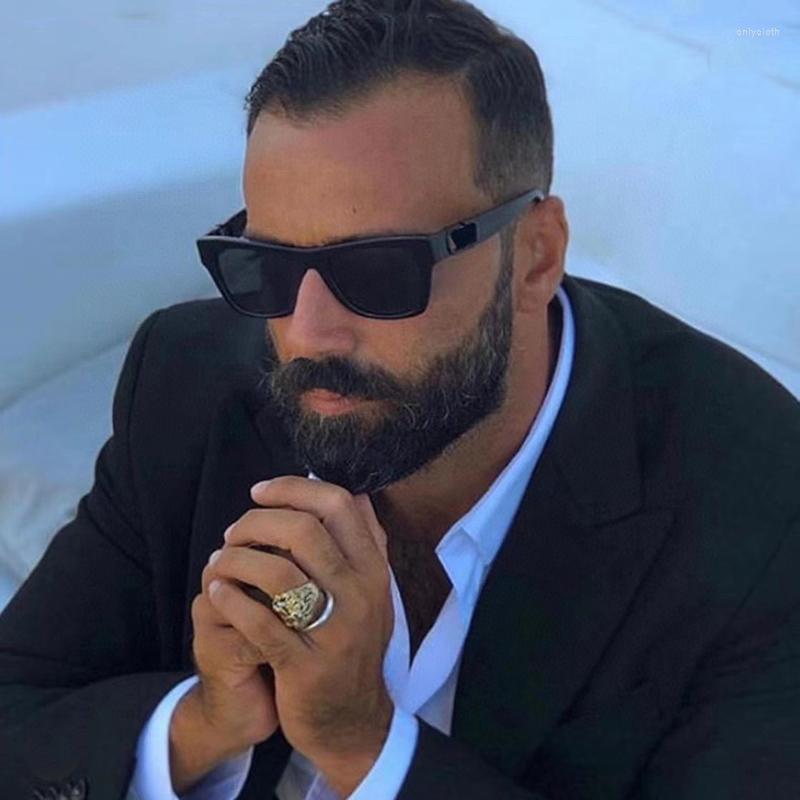 

Sunglasses Acetate Black Frame Square Men And Women Fashion With Metal Decoration