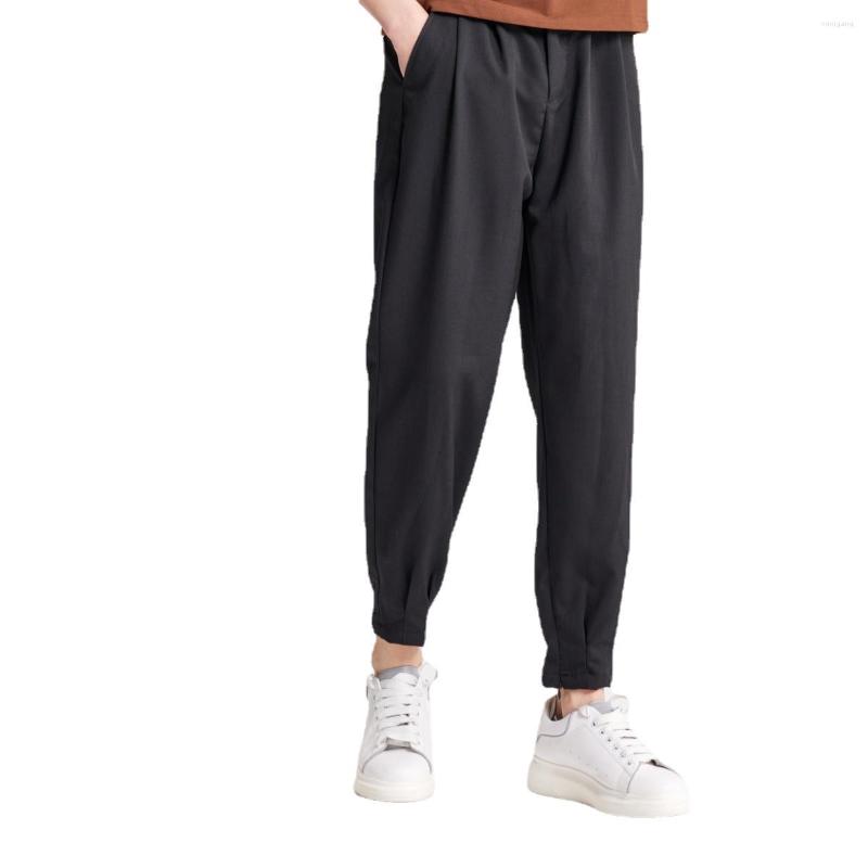 

Men's Pants PINLI 2022 Summer Solid Color Versatile Zipper Design Leggings Men's Casual Small Foot Long Fashion Brand GD222117123, Black