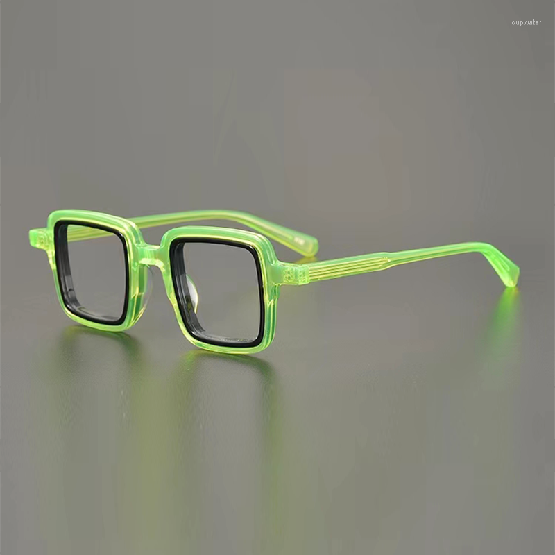 

Sunglasses Frames Classical Niche Square Clear Green Glasses Frame Retro Style For Men And Women Hand Made Ultra-light Acetate Myopia