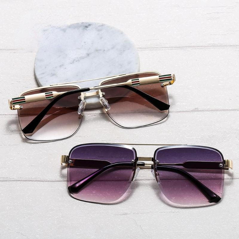 

Sunglasses Men's And Women's Big-name Cut-edge Classic Three-color Half-frame Metal Marine Lens Glasses