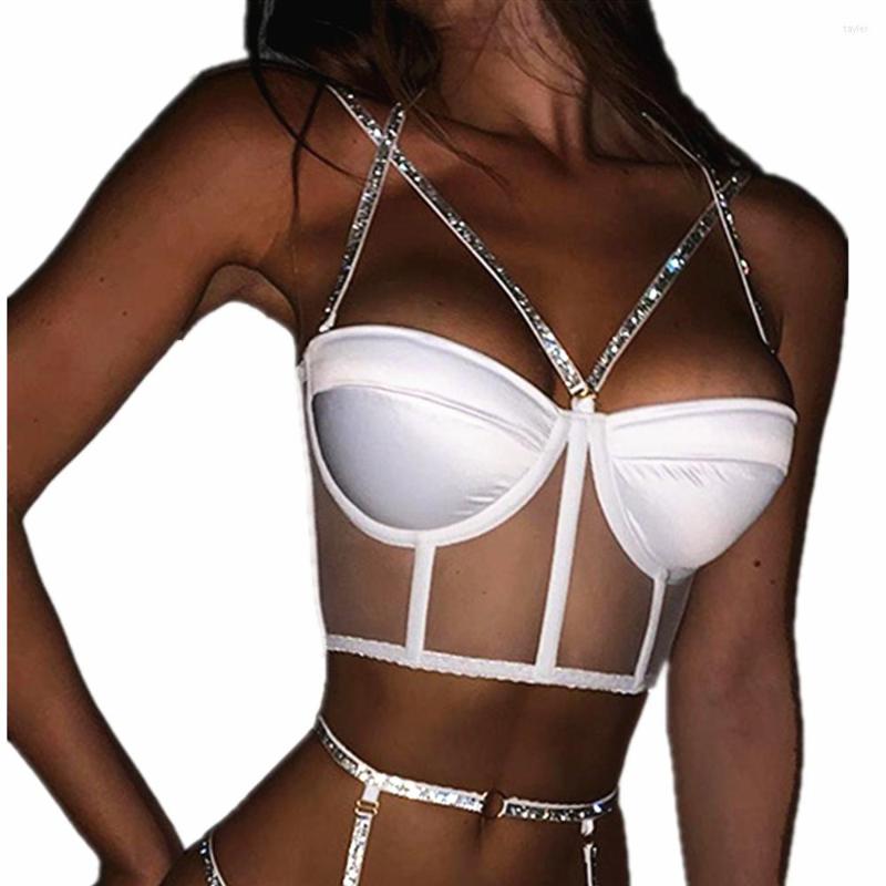 

Camisoles & Tanks Women Party Sexy Bling Bandage Camis Tops Shiny Glitter Camisole Bustier Lingerie Bralette Nightclub Lady Wear Cropped, Black