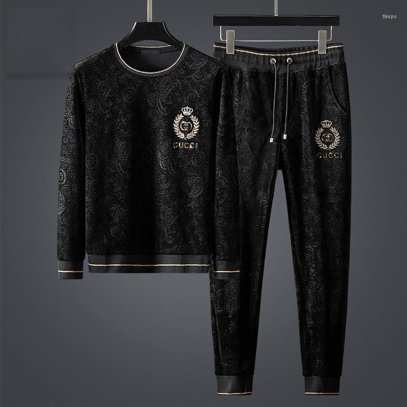 

Men's Tracksuits Suit Men's Autumn Winter Korean Fashion 2023 Large Light Suede Jacquard Casual Sports Men, Trousers suit