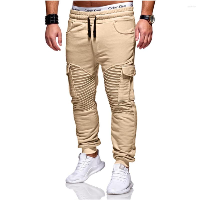 

Men' Pants Men Joggers Sweat Casual Trousers Apparel Autumn Winter Men' Pleated Fitness Many Multi-pocket, Black