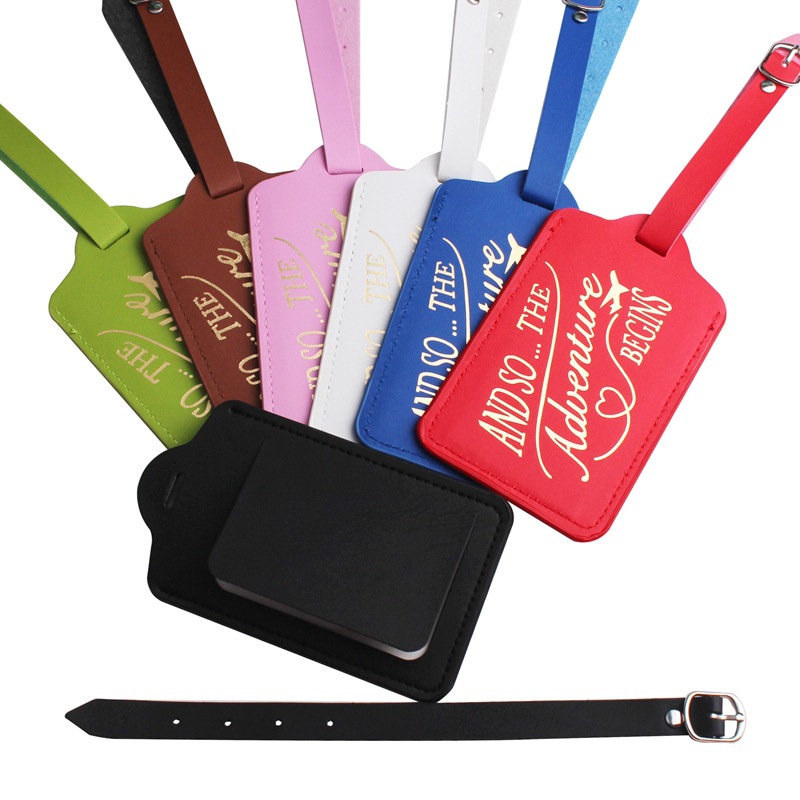 

300pcs Bag Parts PU And So Letter Prints Waterproof and wear Resistant Ultra-thin Plane Boarding Travel Luggage Tag Mix Color