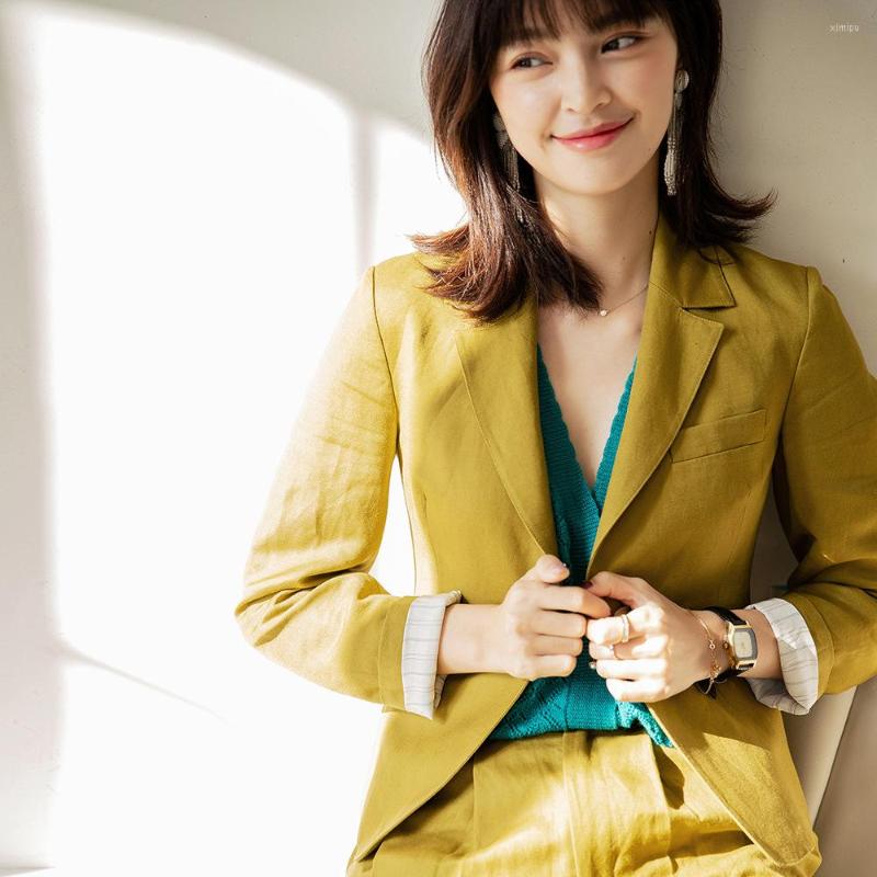 

Women' Suits Jacket Linen Women' White Slim Short Small Suit Female 2023 Spring Temperament Commuter 2157, Red