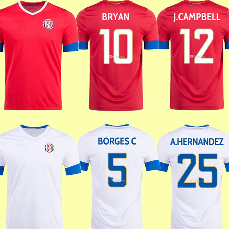 

2022 Costa Rica soccer jersey home 2022 2023 J.VARGAS DUARTE A.CONTRERA VENEGAS J.CAMPBELL G.TORRES F.CALVO football uniform shirts away white red