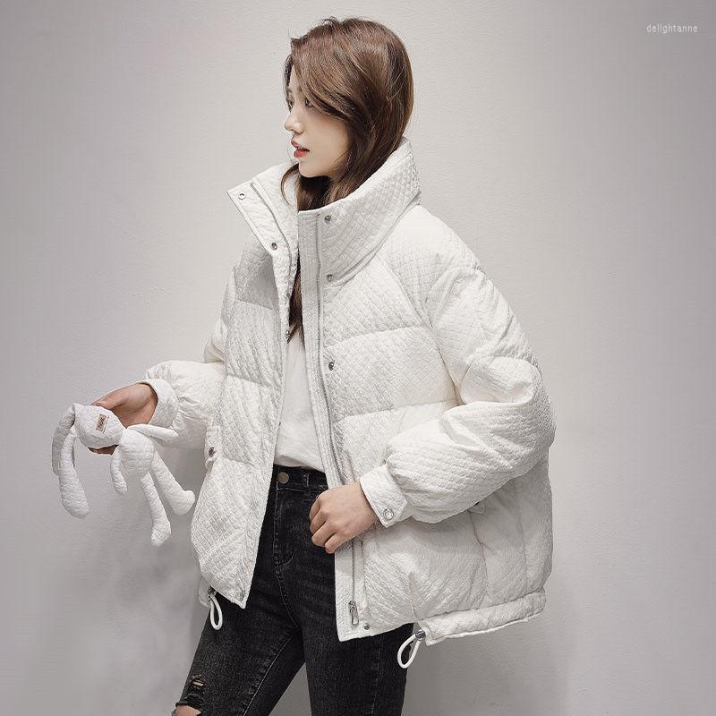 

Women' Down Windproof Stand-collar Cotton Jacket Winter Korean Loose Thicken Parkas Cute Student Warm Outwear Short Coat, Black
