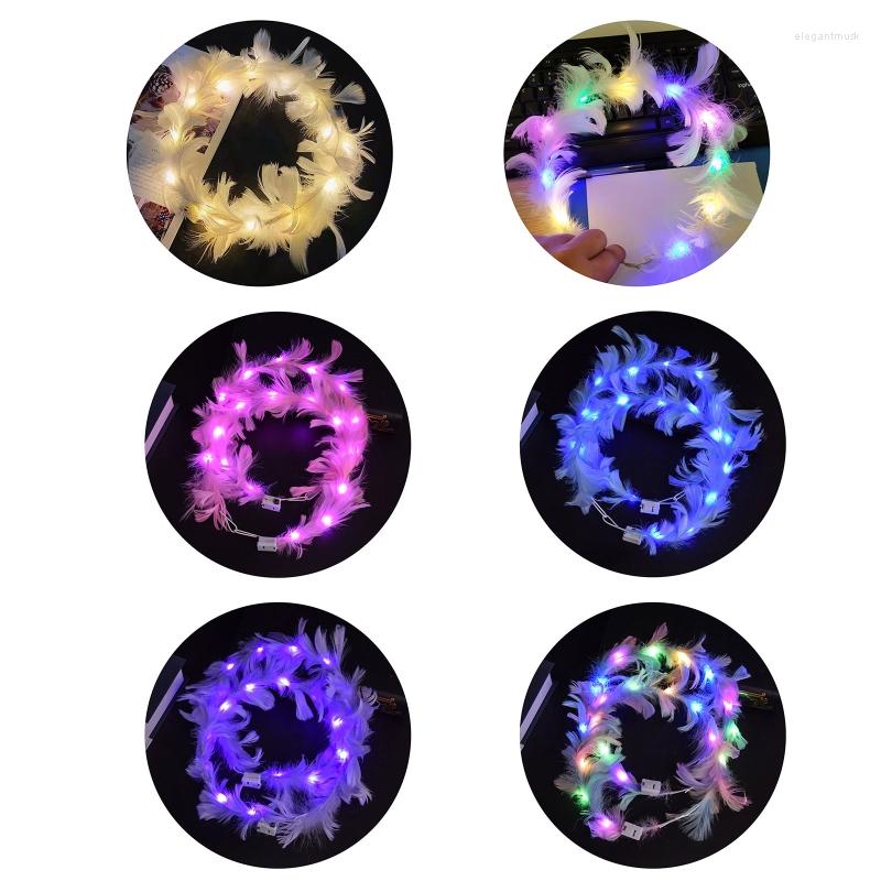 

Headpieces LED Feather Crown Headband Birthday Party Light Up Angel Halo