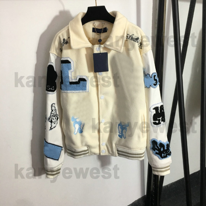 

22ss womens Designer jackets Autumn Plush embroidery letters outwear coat Streetwear pu Sleeve luxury coats casual thin coat back cartoon print jacket  M L, As picture