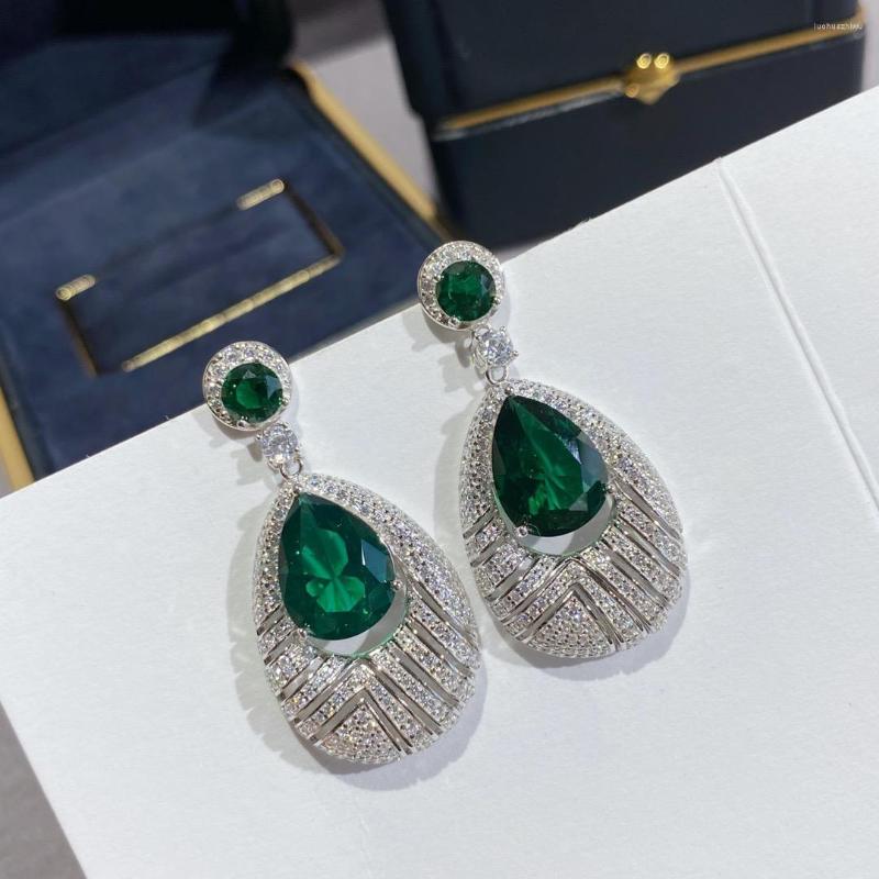 

Backs Earrings Fancy Intense Green Zircon Drops Elegant And Generous