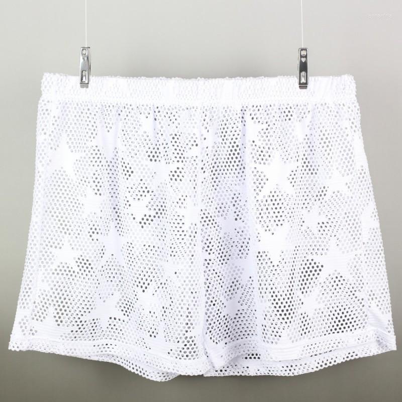 

Underpants Mens Home Pants Casual Star Mesh Breathable Fabric Fishnet Underwear Transparent Boxer Heren Boxershort Cueca Man See Throught, Black