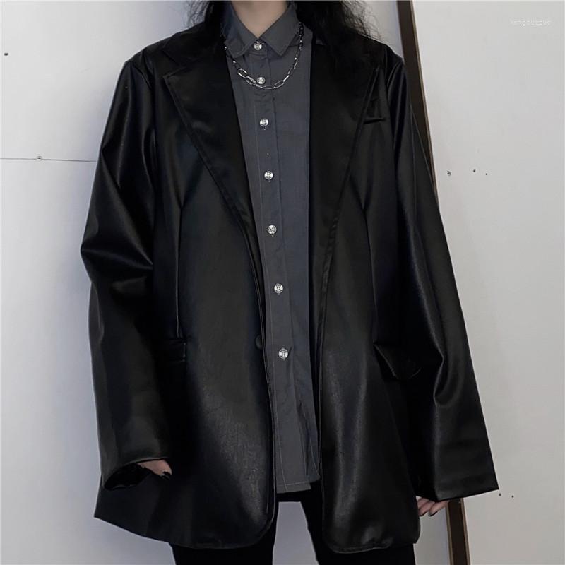 

Women' Leather Vintage Loose Jacket Women Korean PU Chic Moto Female 2022 Autumn Fashion Streetwear Women' Winter Y2k Coat