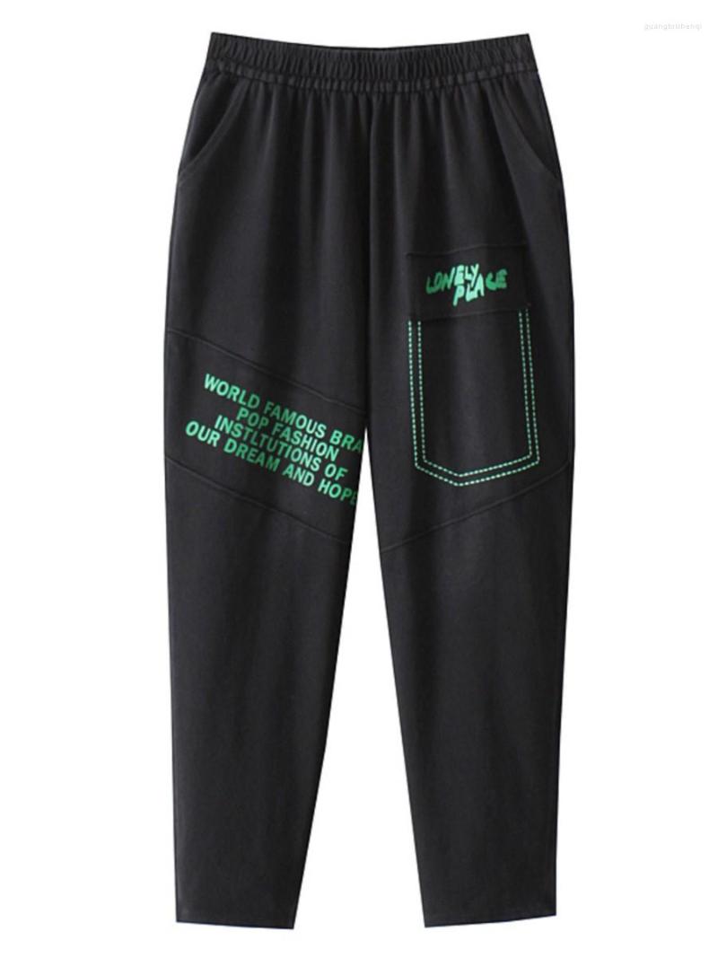 

Pants Plus Size Harem 5xl Ankle-Length Vintage Summer 2022 Slim High Elastic Sand Wash Knitted Print Trousers Middle Aged, The letter