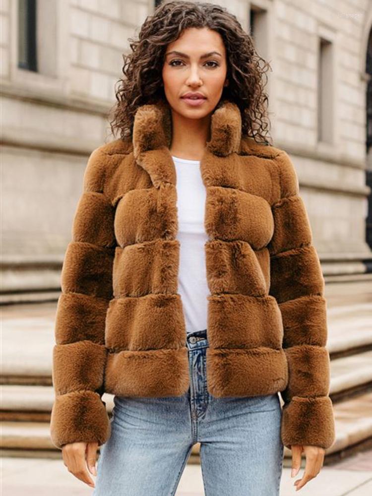 

Women' Fur Winter Thicken Warm Faux Coats For Women 2022 Elegant Artificial Ladies Jackets Fashion Solid Fluffy White Outwear