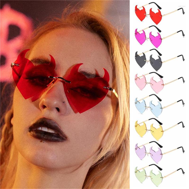 

Sunglasses Cosplay Glasses UV Protection Sun Party Rock Horn Rimless Fashion Devil Ear Heart Shape
