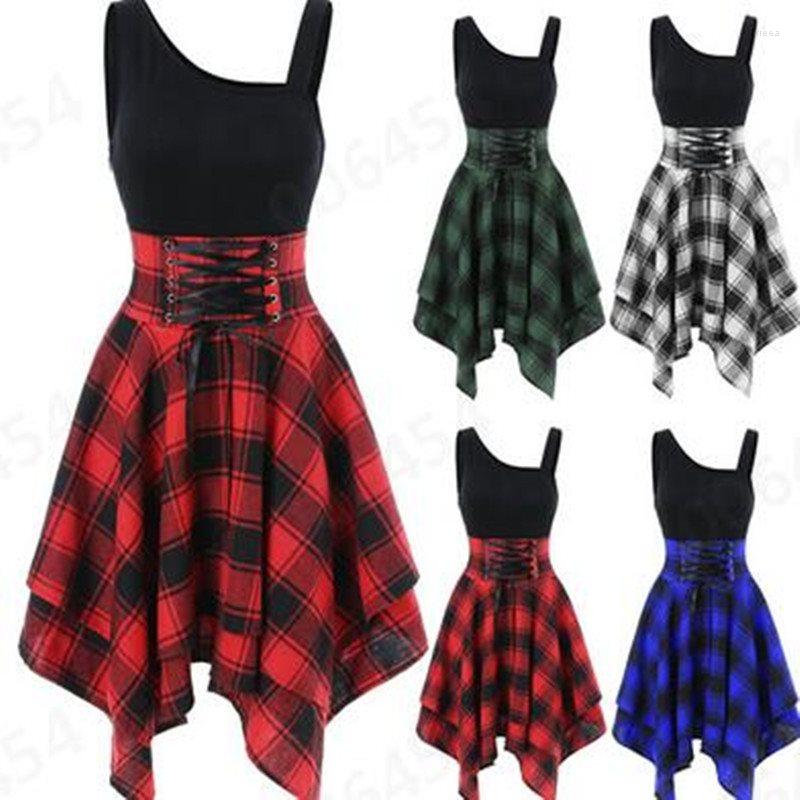 

Casual Dresses Spring Summer Plaid Bandage Midi Dress Women 2022 Party Night Elegant Evening Robe Femme Vestidos, Blue