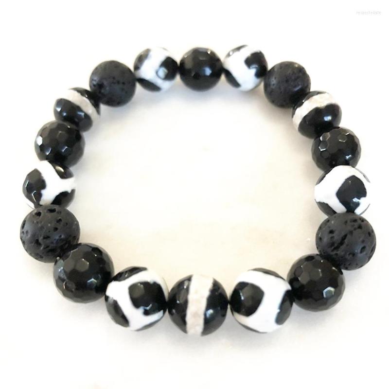 

Link Bracelets MG0885 Design 10 Mm DZI Beads Crystal Bracelet Lava Energy Stone Grade Black Tourmaline