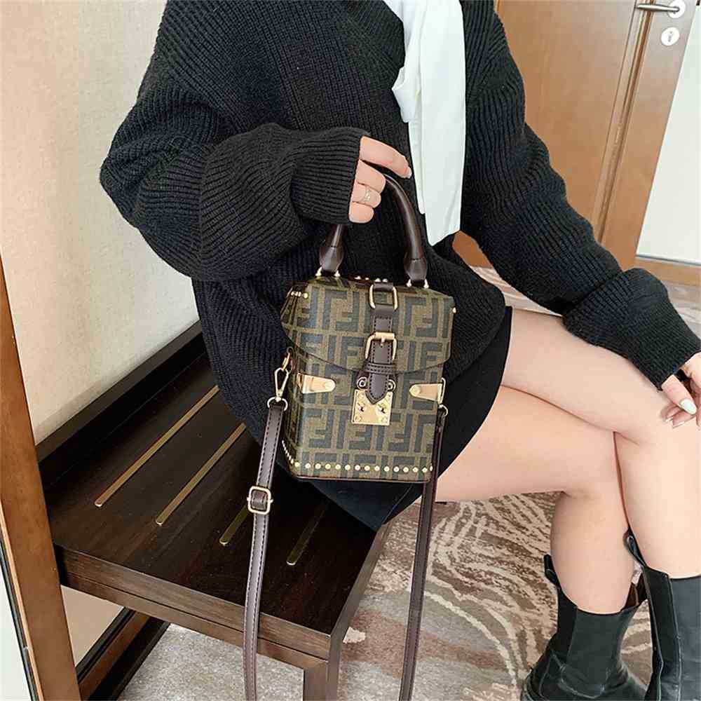 

personalized small box bag women's new lock versatile sling single shoulder diagonal straddle Purse Black Friday, Brown