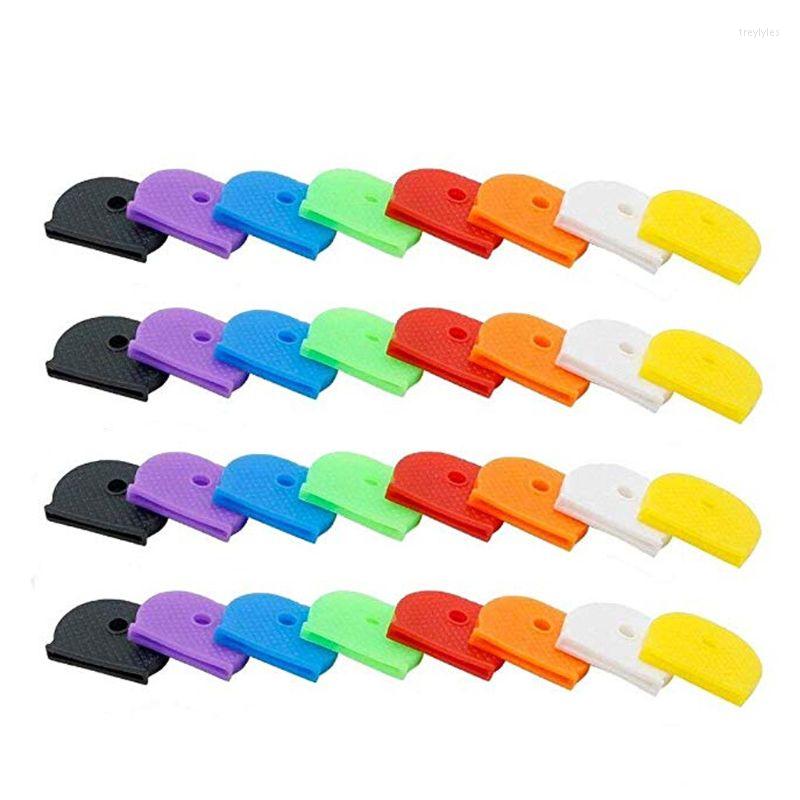 

Keychains 32Pcs Key Cap Tags Label ID Silicone Coding Color Identifier Cover 8 Colors Drop