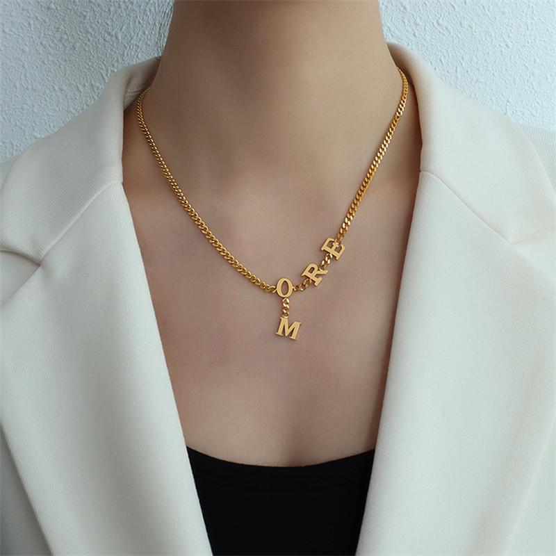 

Pendant Necklaces 2022 Arrivals Fashion 18 K Gold Plated English Letters MORE Necklace Woman 316 L Stainless Steel Jewelry Never Fade