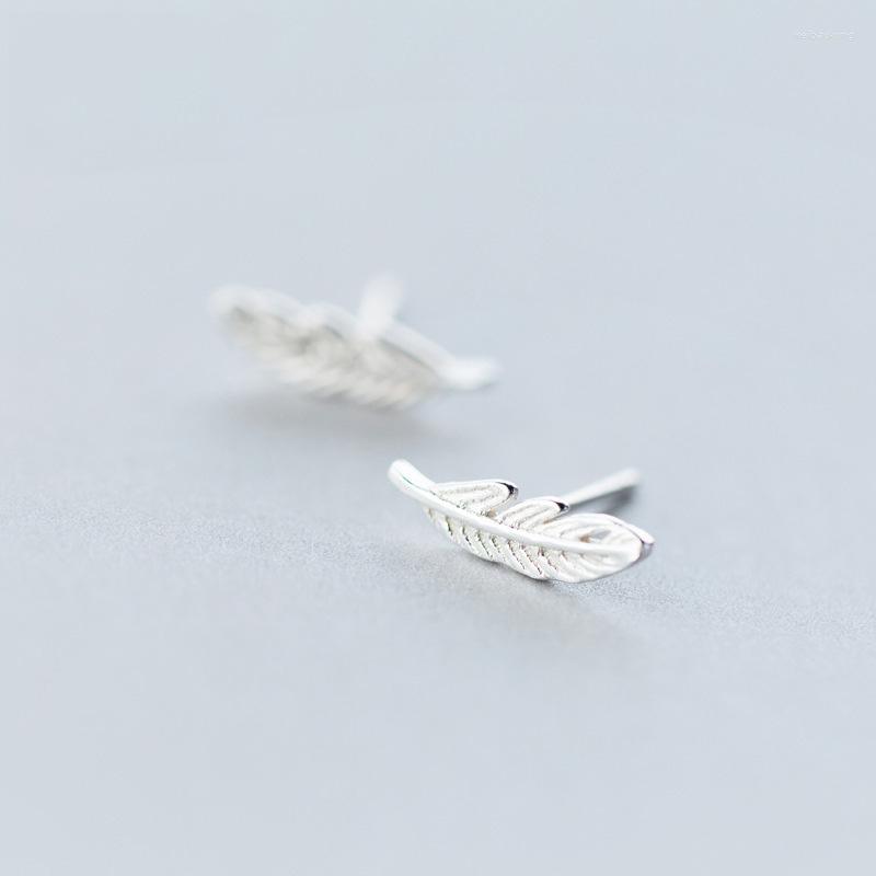 

Hoop Earrings WTLTC Genuine 925 Sterling Sliver Tiny Feather Stud For Women Mini Leaf Studs Minimal Small Post