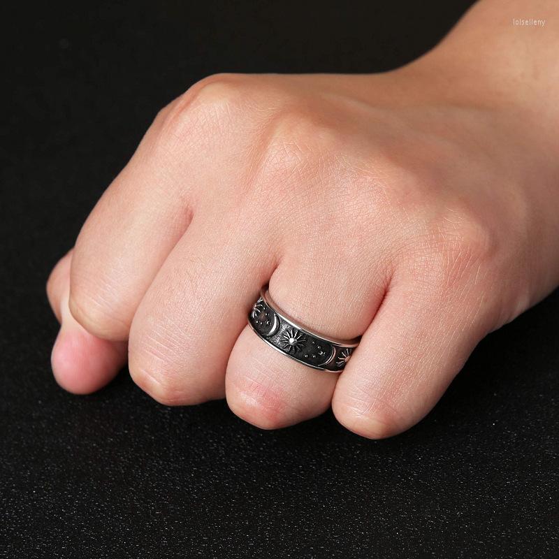 

Wedding Rings Vintage Silver Color Carved Sun Moon Star Ring For Women Men Bohemian Handmade Afghan Party Jewelry Gift