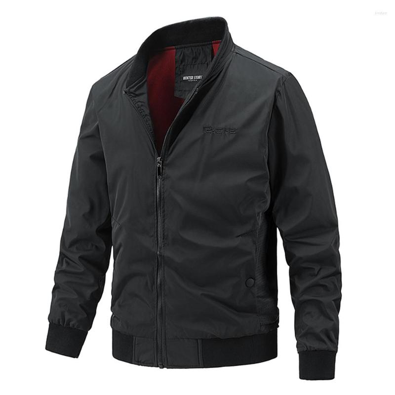 

Men's Jackets Men's Embroidered Basic Solid Color Stand Collar Zipper Male Autumn Casual Coat Men Fashion Clothing, Black