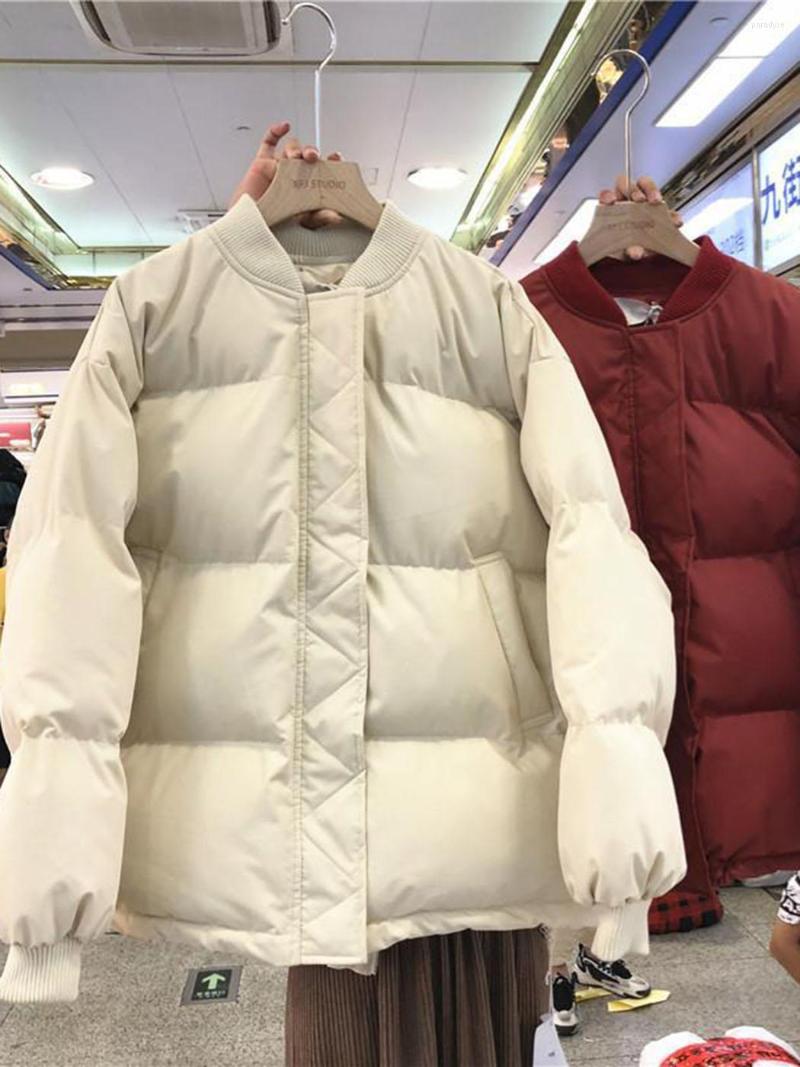 

Women' Down Women Winter Warm Jacket Parkas Simple Solid Color Casual Daily Outwear Stand-up Collar Zippers Thickened Cotton Coat, Beige