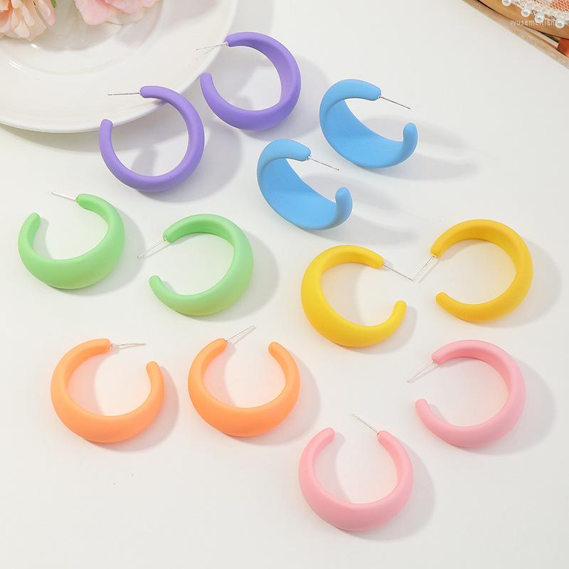 

Hoop Earrings Simple Punk Circle Acrylic Candy Color Boho Resin 2022 Multi-color Statement Vintage Drop Earring For Women Gift