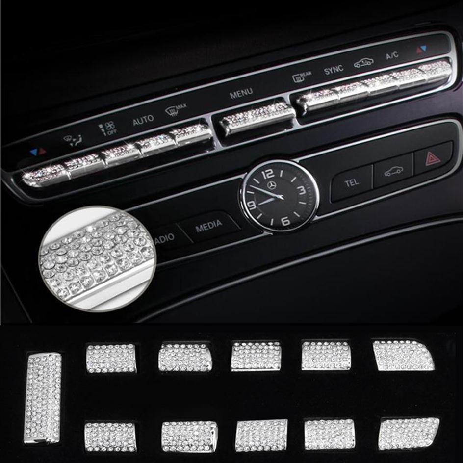

Car Center console control button knob cover Trim Strips sticker Accessories For Mercedes Benz C E class GLC W205 W213 X253 Car-st308B291a
