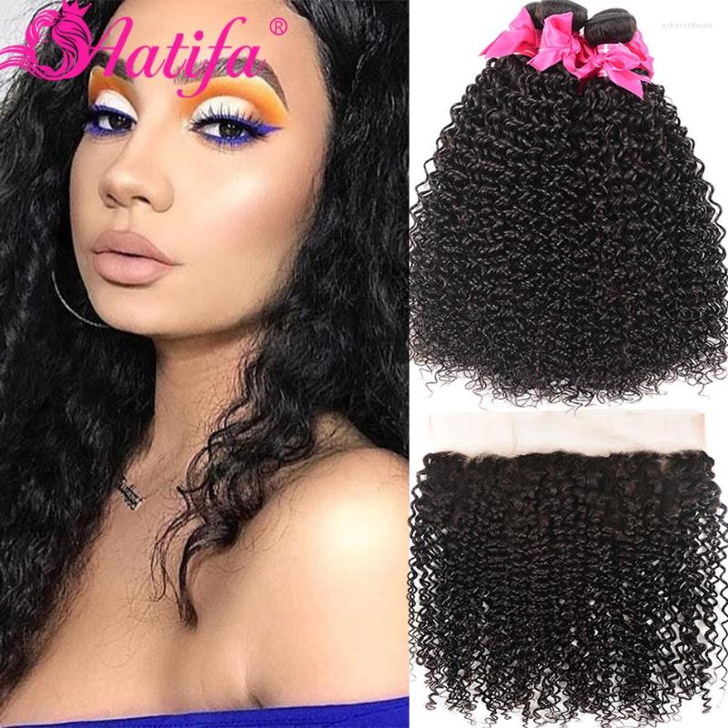 

Human Hair Bulks Kinky Curly Bundles With Closure 3 Brazilian Remy Aatifa