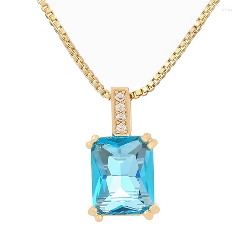 

Choker ZHINI Luxury Geometric Square Color Zircon Crystal Pendant Necklaces For Women Statement Necklace Wedding Fashion Jewelry