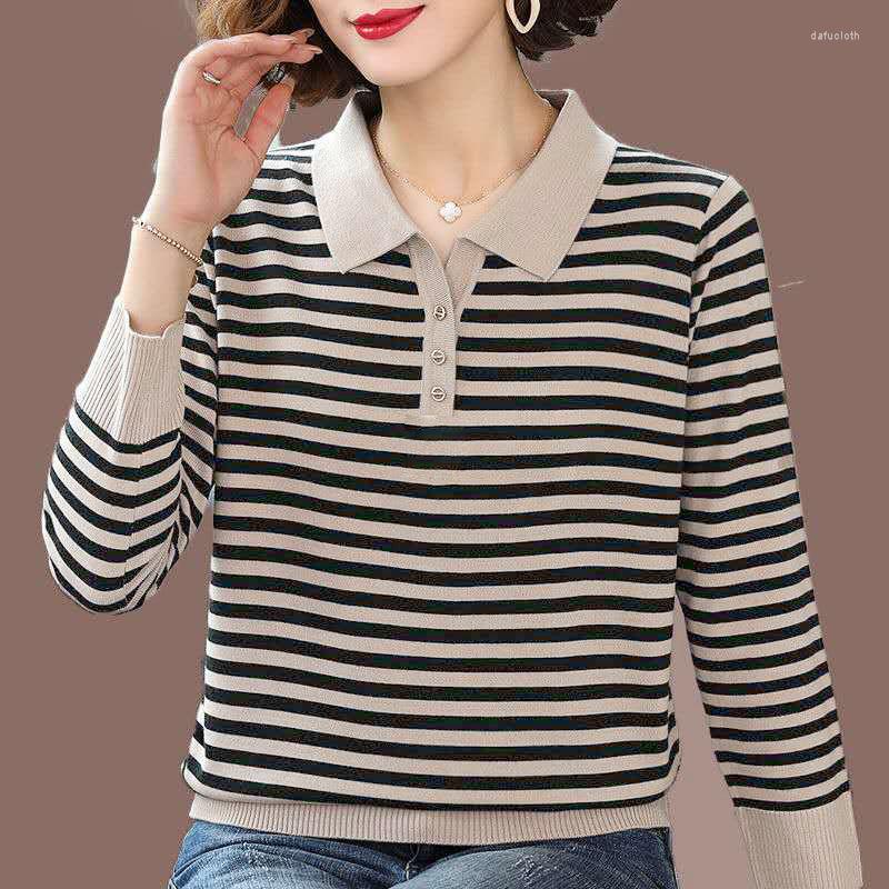 

Women's Sweaters Woman Striped Mom Wear Col Claudine Top Women's Autumn Winter Knitted Pullover Sweater Outer