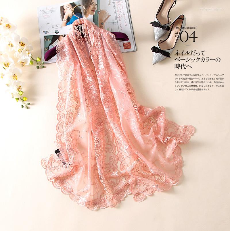 

Scarves Scarf Women Fashion Boutique Water-Soluble Lace Hollow Out Solid Color Fine Wedding Shawl Over 175CM