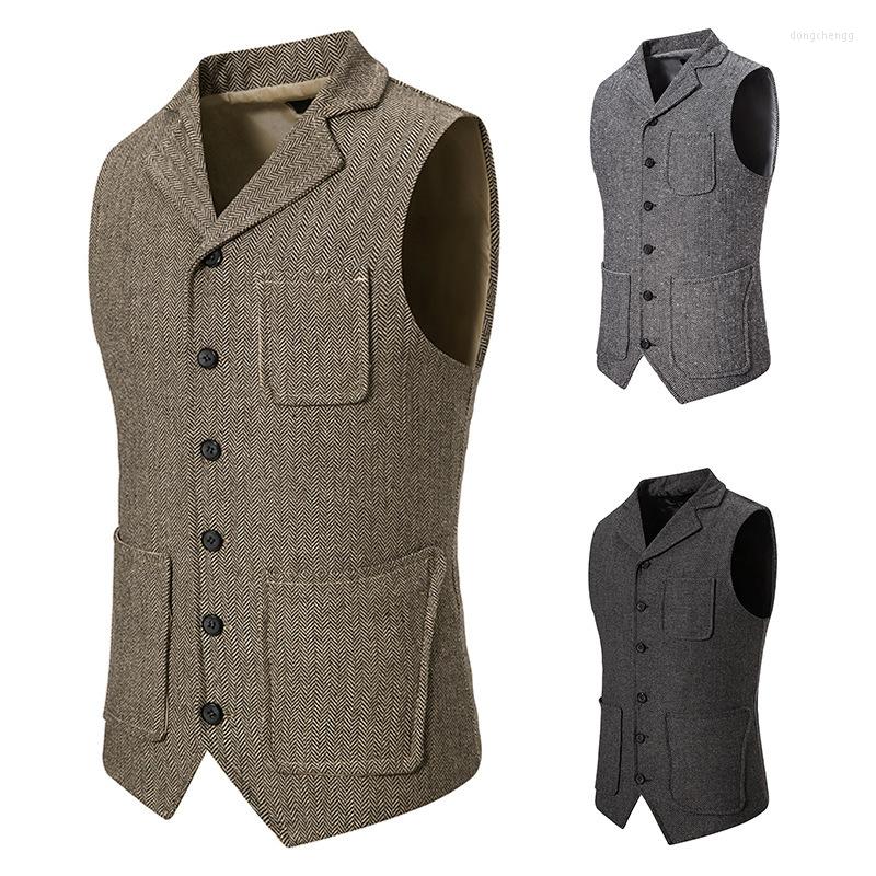 

Men' Vests 2022 Men' V-neck Single-Breasted Lapel Vest, Black