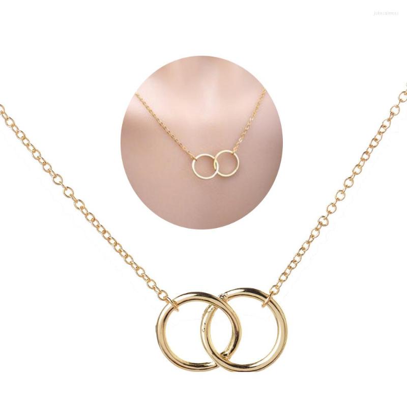 

Link Bracelets NXN5007 Simple Double Ring Necklace For Girls