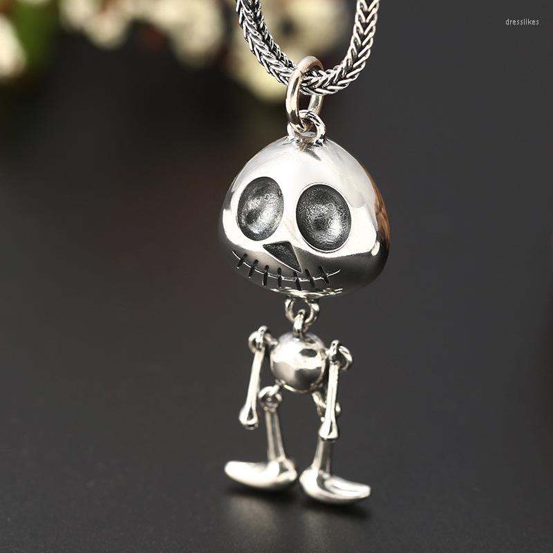 

Chains S925 Sterling Silver Pure Jewelry Fashion Personality And Creativity Skull Clown Trendy Interesting Men Women Pendants