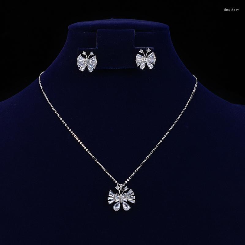 

Necklace Earrings Set HADIYANA Fashion Temperament Luxury Elegant Exquisite Butterfly Shape Women Gift CN1009 Conjunto De Joyas, Picture shown