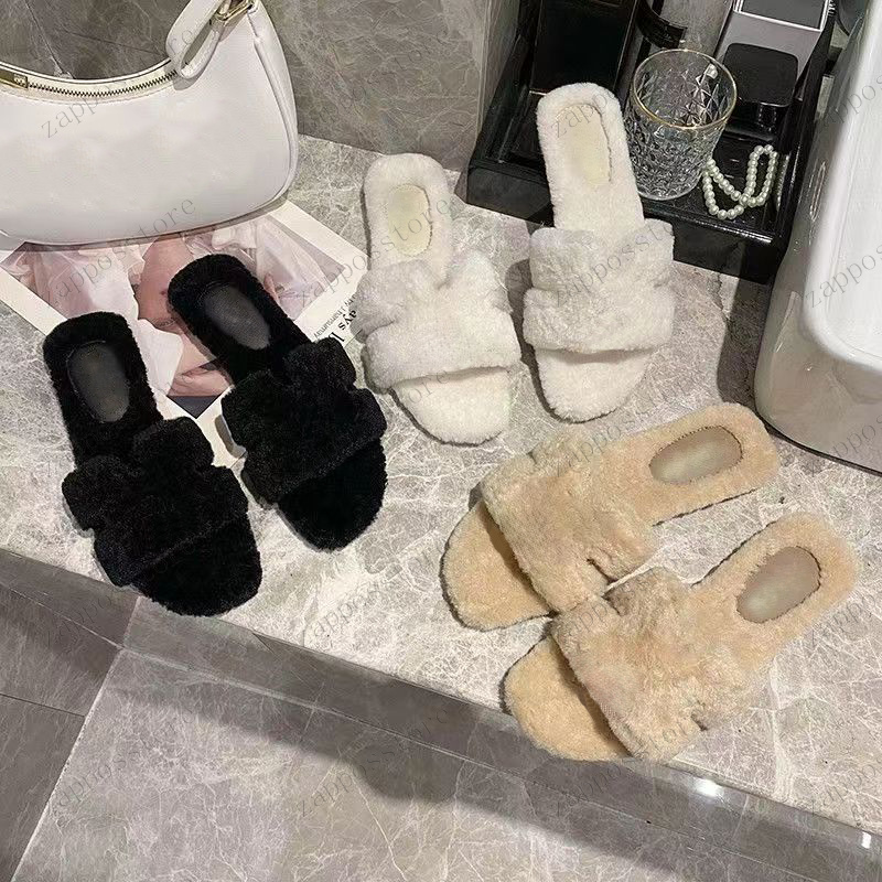 

Designer slippers warm slides women luxury brand sandals womens Winter Soft Fur Furry home indoor wool Sandal Comfortable Fuzzy shoes, Color 9