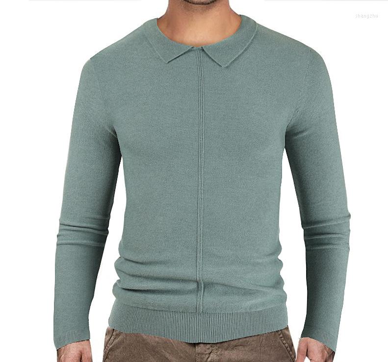 

Men's Sweaters Men's Knitting Pullover Lapel Wool Soft Washable Autumn Winter Warm Elasticity Casual Solid Male Sweater, Black
