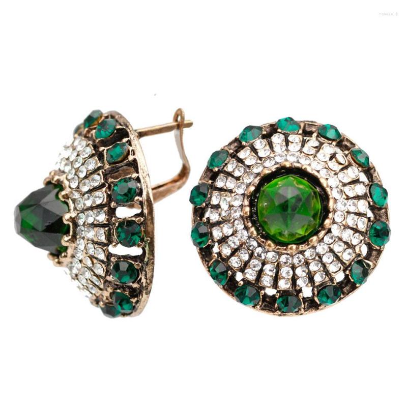 

Dangle Earrings Sunspicems Chic Natural Stone Vintage Retro Gold Color Round Earring For Women Turkish Bridal Wedding Jewelry