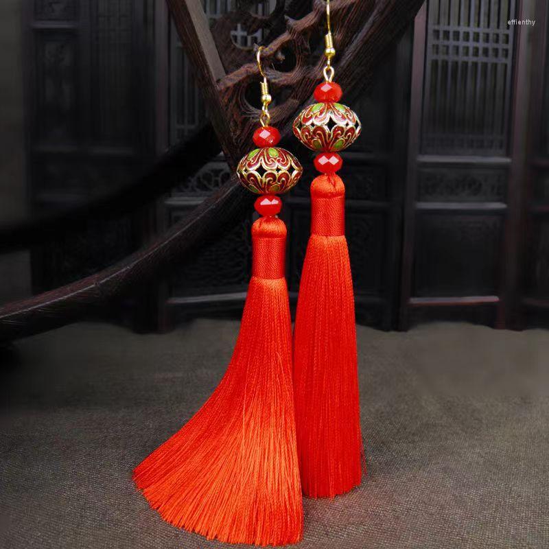 

Dangle Earrings Women Vintage Ethnic Long Tassel Eardrop Chinese Traditional Jewelry Earbob Girls Ears Ornament Accessories