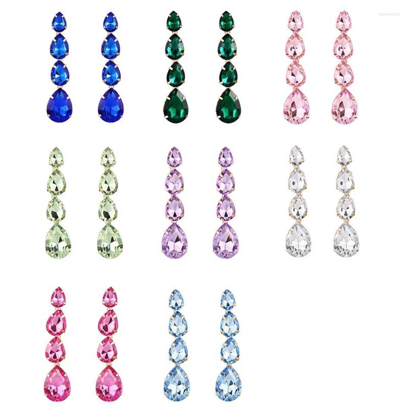 

Dangle Earrings ZHINI Fashion Red Alloy Diamond Drop Jewelry Party Gift