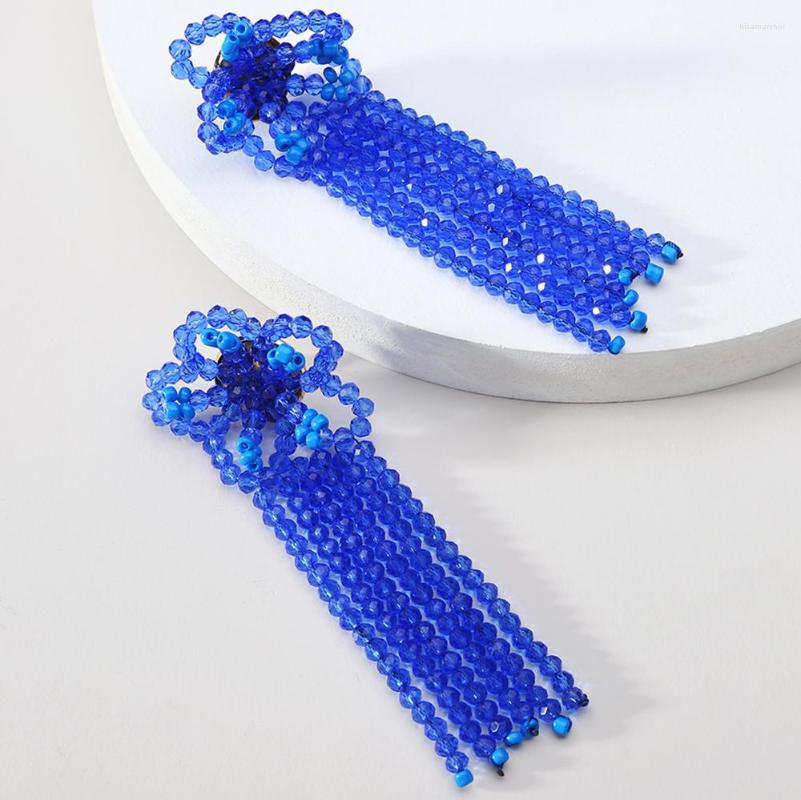 

Dangle Earrings Elegant Cute Acrylic Flower Beaded Tassel Chain Wedding Party Jewelry Design Big Hanging For Women
