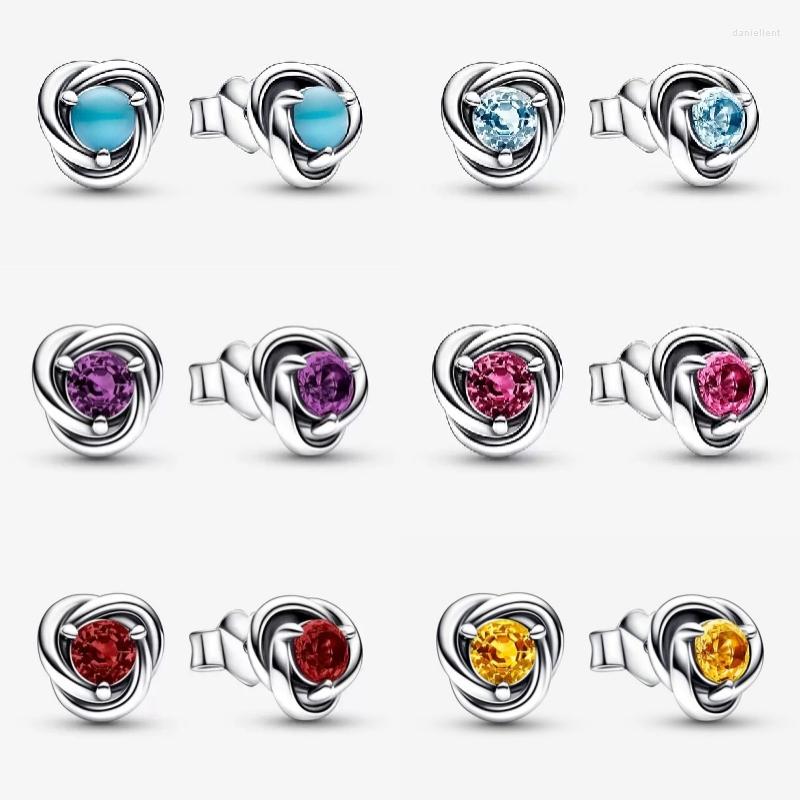 

Stud Earrings 2022 In Winter 925 Sterling Silver Jewelry Birthday Color Eternity Circle For Women Christmas Gift Brincos