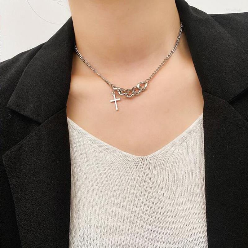 

Pendant Necklaces 2022 Fashion Sexy Cross Chain Choker Tassel Necklace Titanium Stainless Steel Jewelry For Woman Man Hip-hop Accessory