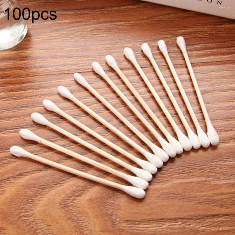 

Makeup Sponges 2022 100Pcs Disposable Double Head Wood Stick Women Cotton Buds Applicators Ears Cleaning Health Care Tools