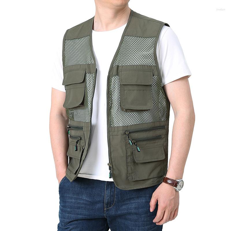 

Men's Vests Outdoor Fishing Vest Men's Tactical Camping Summer Bigsize Military Work Wear Trekking Mountaineering Jackets Waterproof8XL, Army green